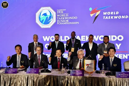 World Taekwondo General Assembly, Tashkent 2026 — Master Kenroy Clarke with WT leadership